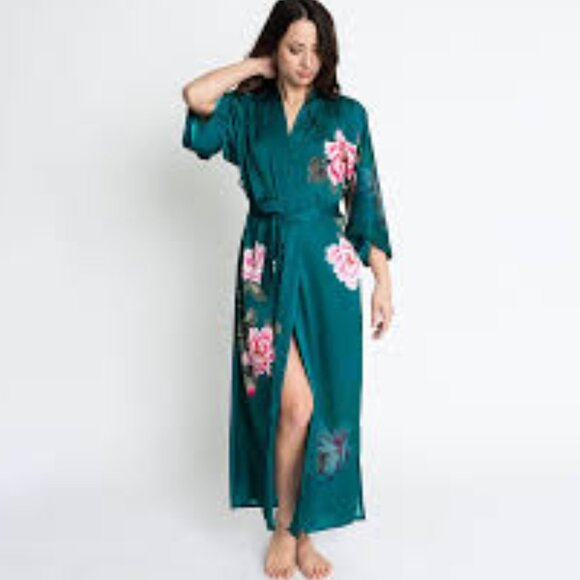 NWT Kim + Ono peony & bird long robe, OS - Picture 1 of 9